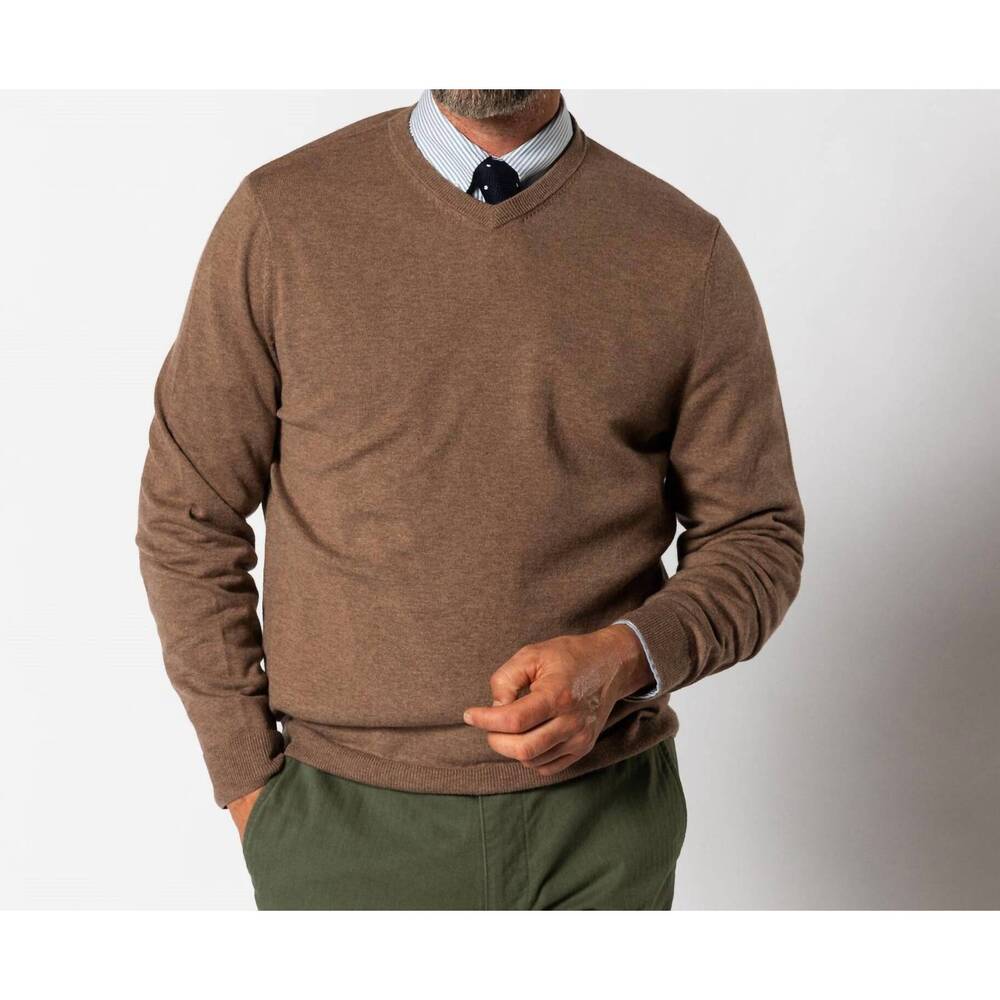 NEW DUCK HEAD buckley v-neck sweater in dark oak heather